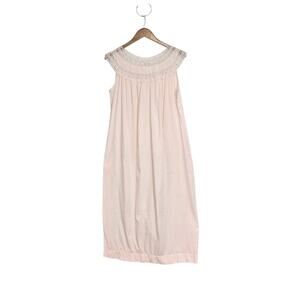 Vintage Barbizon Pink Semi Sheer Lace Neckline Sleeveless Long Nightgown Small